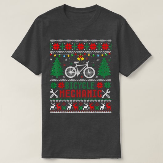 Funny Bicycle Mechanic Ugly KerstSweaters T-shirt (Design voorkant)
