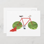 Funny Bicycle met Watermeloen Wheels Briefkaart (Voorkant / Achterkant)