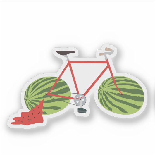 Funny Bicycle met Watermeloen Wheels Sticker (Voorkant)