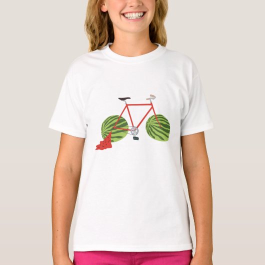 Funny Bicycle met Watermeloen Wheels T-shirt (Voorkant)
