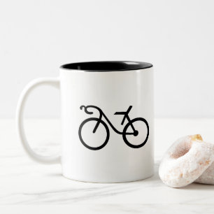 Funny Bicycle Silhouette - Cyclist Friends Gift Tweekleurige Koffiemok