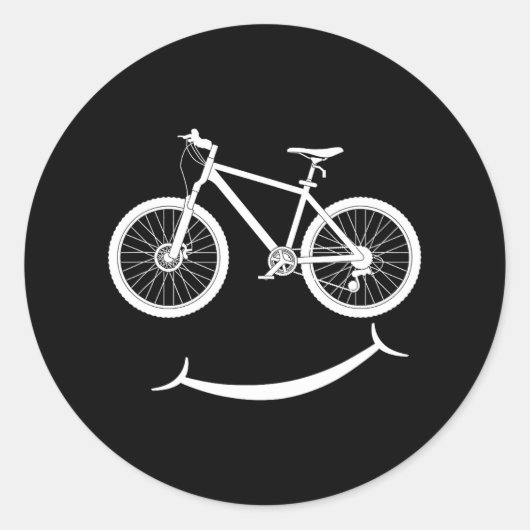 Funny Bicycle Smile Bike Smiling Face Biker Ronde Sticker (Voorkant)