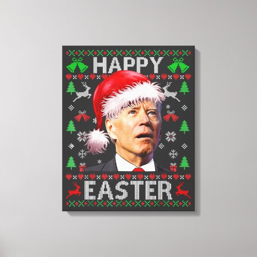 Funny Biden Confused Happy Easter Ugly Christmas Canvas Afdruk (Voorkant)