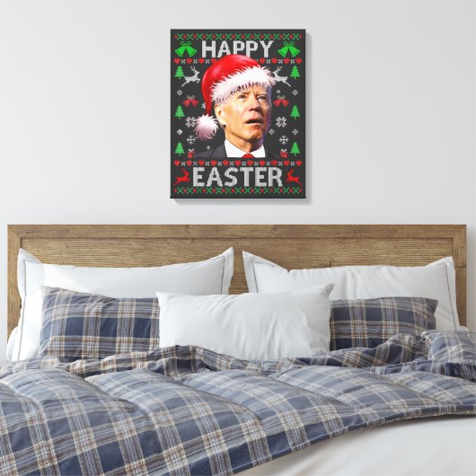 Funny Biden Confused Happy Easter Ugly Christmas Canvas Afdruk (Insitu (Slaapkamer))