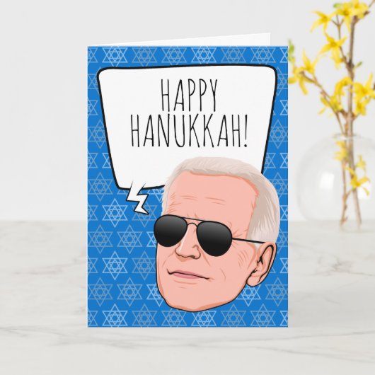 Funny Biden Hanukkah Kaart (Gele Bloem)