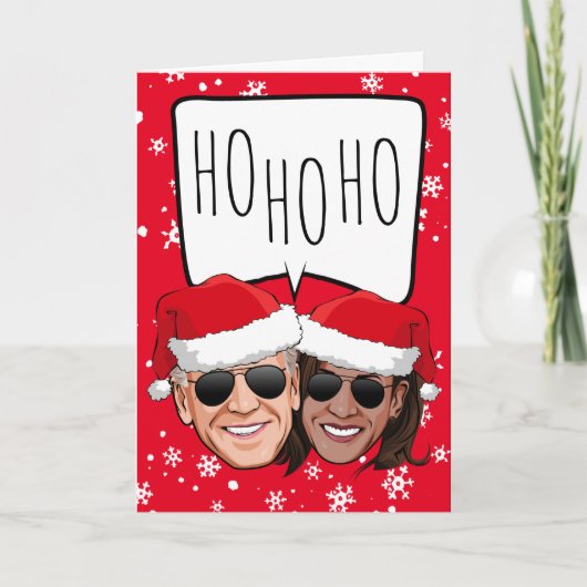 Funny Biden Harris Kerstmis: Ho Ho HO Kaart (Voorkant)