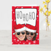 Funny Biden Harris Kerstmis: Ho Ho HO Kaart (Gele Bloem)