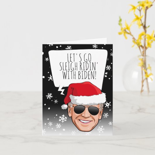 Funny Biden-kerstmis: Sleigh Ridin' met Biden Kaart (Gele Bloem)