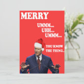 Funny Biden Merry kerstcadeau Feestdagenkaart (Staand voorkant)