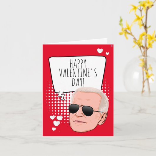 Funny Biden Valentijn Kaart (Gele Bloem)