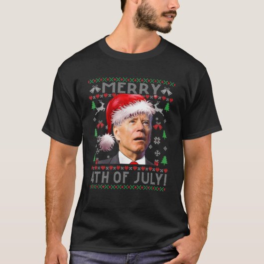 Funny Biden was verward met Merry Happy 4 juli T-shirt (Voorkant)