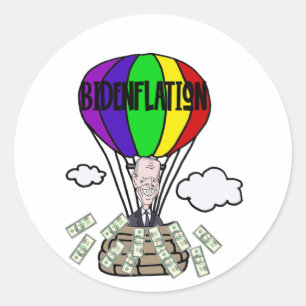 Funny Bidenflation anti Biden Politieke Cartoon Ronde Sticker