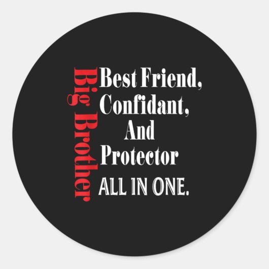 Funny Big Brother Definition Birthday Men Teens Yo Ronde Sticker (Voorkant)