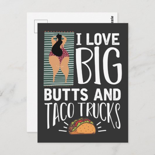 Funny Big Butt en Taco Lover Briefkaart (Voorkant / Achterkant)