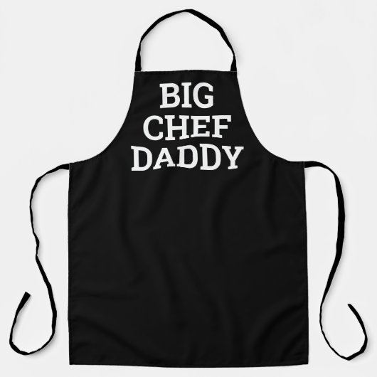 Funny Big Chef Dad Black Cooking Schort (Voorkant)