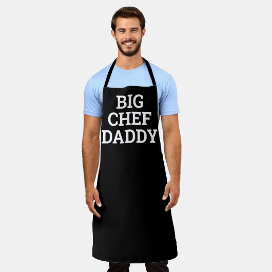 Funny Big Chef Dad Black Cooking Schort (Gedragen)
