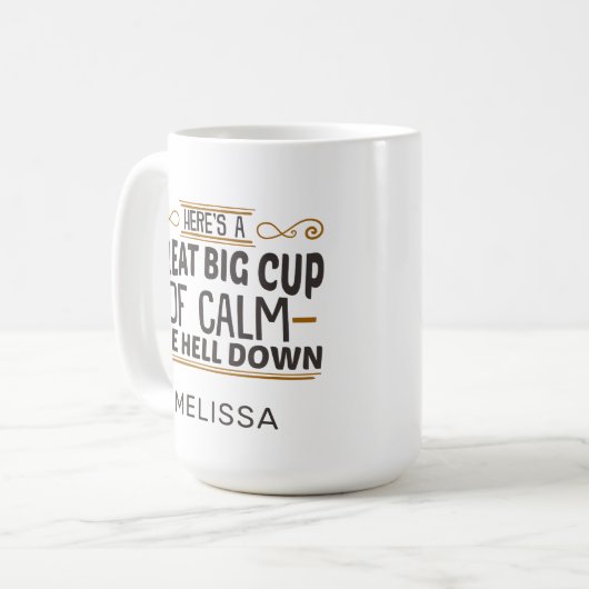 Funny Big Cup De Mok van de hel-down-koffie (Voorkant links)
