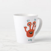 Funny Big Eyed glimlach Cute Monster Name Latte Mok (Rechterhoek)
