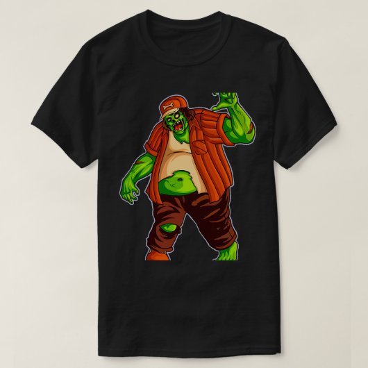 Funny Big Fat Zombie Walker met pet tekenen Best T-shirt (Design voorkant)