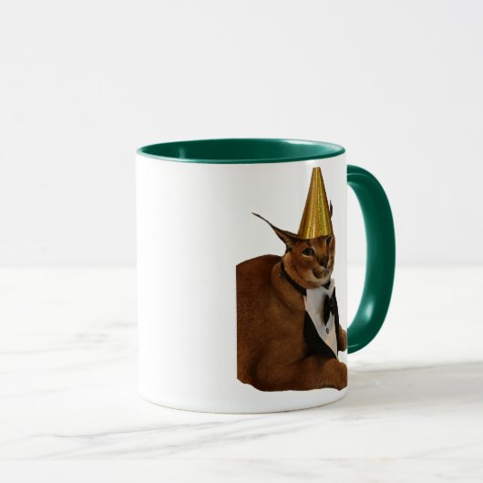 Funny Big Floppa Birthday Cat Meme Double Sided Mok (Voorkant rechts)