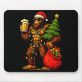 Funny Big Foot Santa Hat Drink Christmas Tree Xmas Muismat (Voorkant)