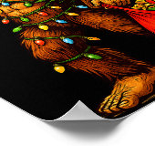 Funny Big Foot Santa Hat Drink Christmas Tree Xmas Poster (Hoek)