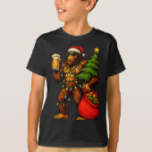 Funny Big Foot Santa Hat Drink Christmas Tree Xmas T-shirt (Voorkant)