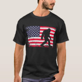 Funny Big Foot/Sasquatch American Flag T-shirt (Voorkant)