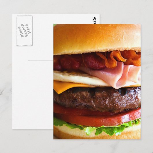 Funny big hamburger briefkaart (Voorkant / Achterkant)