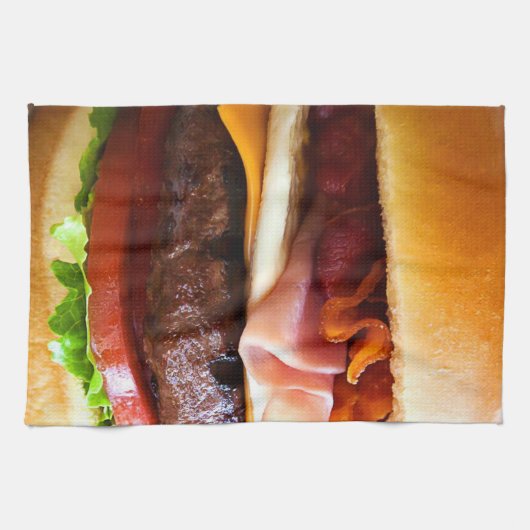 Funny big hamburger theedoek (Horizontaal)