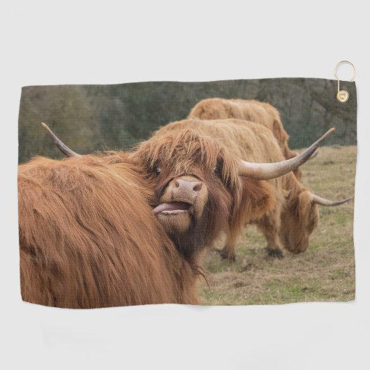 Funny big hiry Scottish Highland Golfhanddoek (Horizontaal)