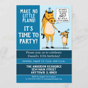 Funny Big Horse and Little Horse Birthday Party Kaart