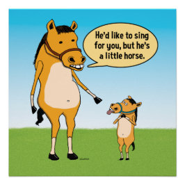 Funny Big Horse en Little Horse Poster