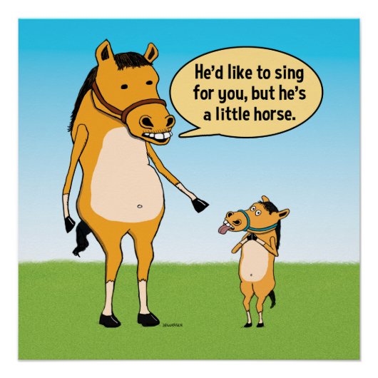 Funny Big Horse en Little Horse Poster (Voorkant)