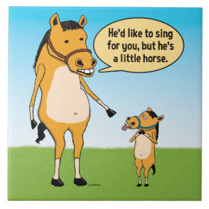 Funny Big Horse en Little Horse Tegeltje
