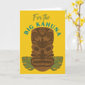 Funny Big Kahuna Tiki Mask Vaderdag Kaart (Gele Bloem)
