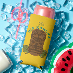 Funny Big Kahuna Tiki Mask Vaderdag Seltzer Blikjeskoeler