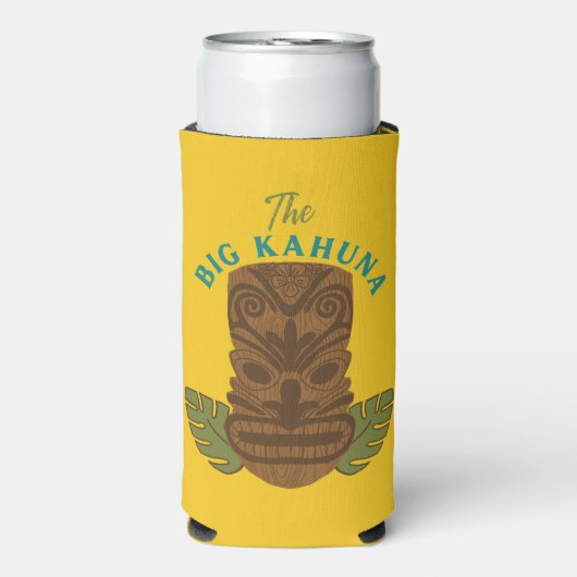 Funny Big Kahuna Tiki Mask Vaderdag Seltzer Blikjeskoeler (Seltzer Voorkant)