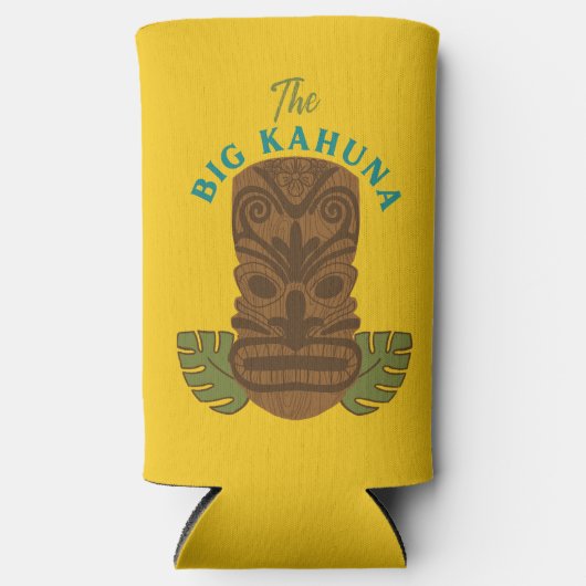 Funny Big Kahuna Tiki Mask Vaderdag Seltzer Blikjeskoeler (Voorkant)