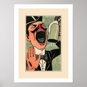 Funny big mouth  bier drink cartoon poster