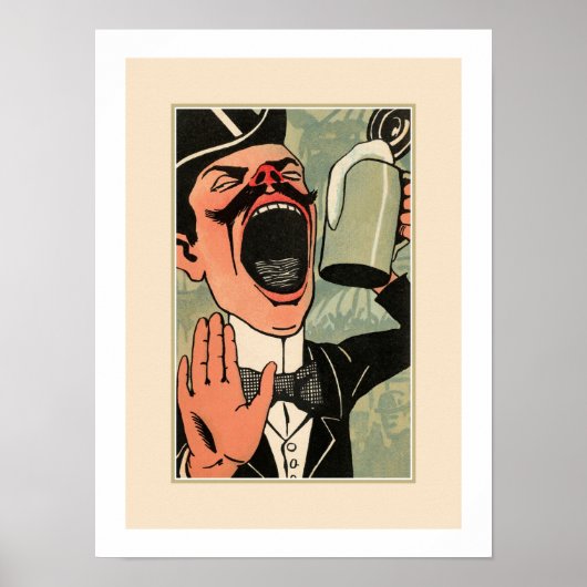 Funny big mouth  bier drink cartoon poster (Voorkant)