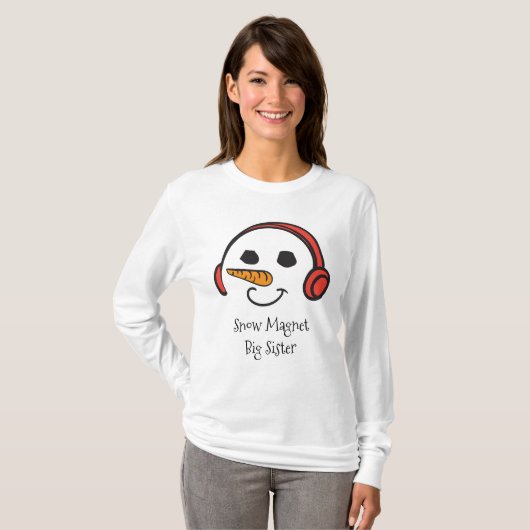 Funny Big Sister Snow Magnet Cute Snowman Face T-shirt (Voorkant volledig)