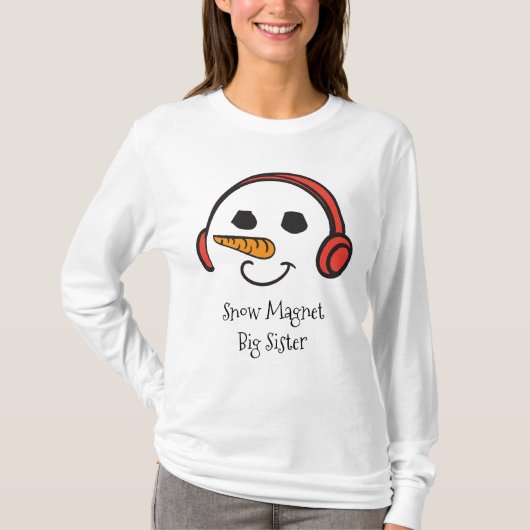 Funny Big Sister Snow Magnet Cute Snowman Face T-shirt (Voorkant)