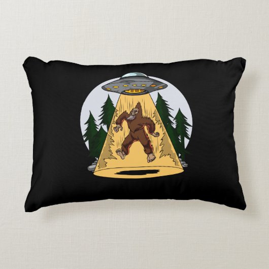 Funny Bigfoot Alien Abduction Space UFO Accent Kussen (Voorkant)