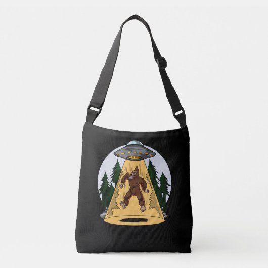 Funny Bigfoot Alien Abduction Space UFO Crossbody Tas (Voorkant)
