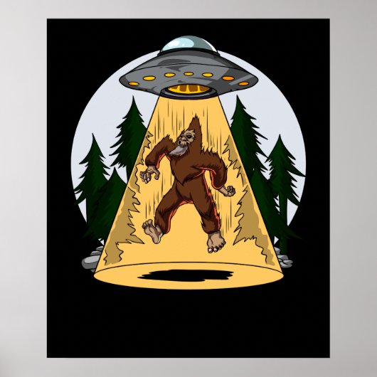 Funny Bigfoot Alien Abduction Space UFO Poster (Voorkant)