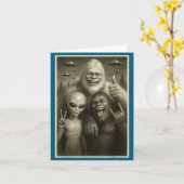 Funny Bigfoot, Alien, & Yeti Sasquatch Rock On Kaart (Gele Bloem)