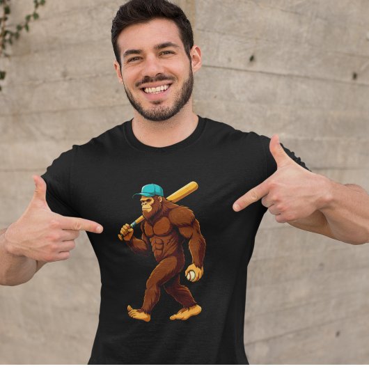 Funny Bigfoot Baseball Player T-shirt