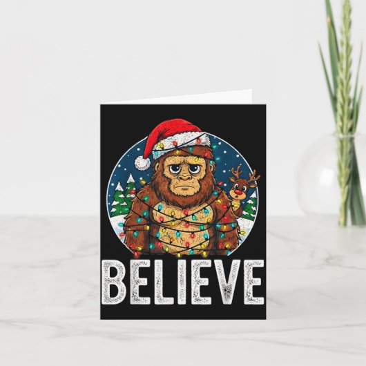 Funny Bigfoot Believe Christmas Sasquatch Santa Fo Kaart (Voorkant)