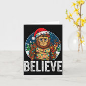 Funny Bigfoot Believe Christmas Sasquatch Santa Fo Kaart (Gele Bloem)
